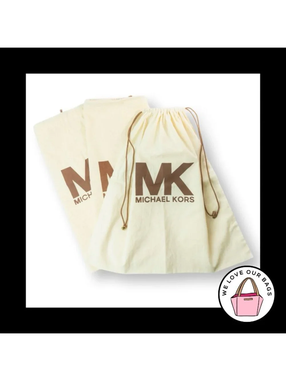 New 3 pc Lot MICHAEL KORS Large Dust Bag Linen 19X18 Drawstring Cover Storage